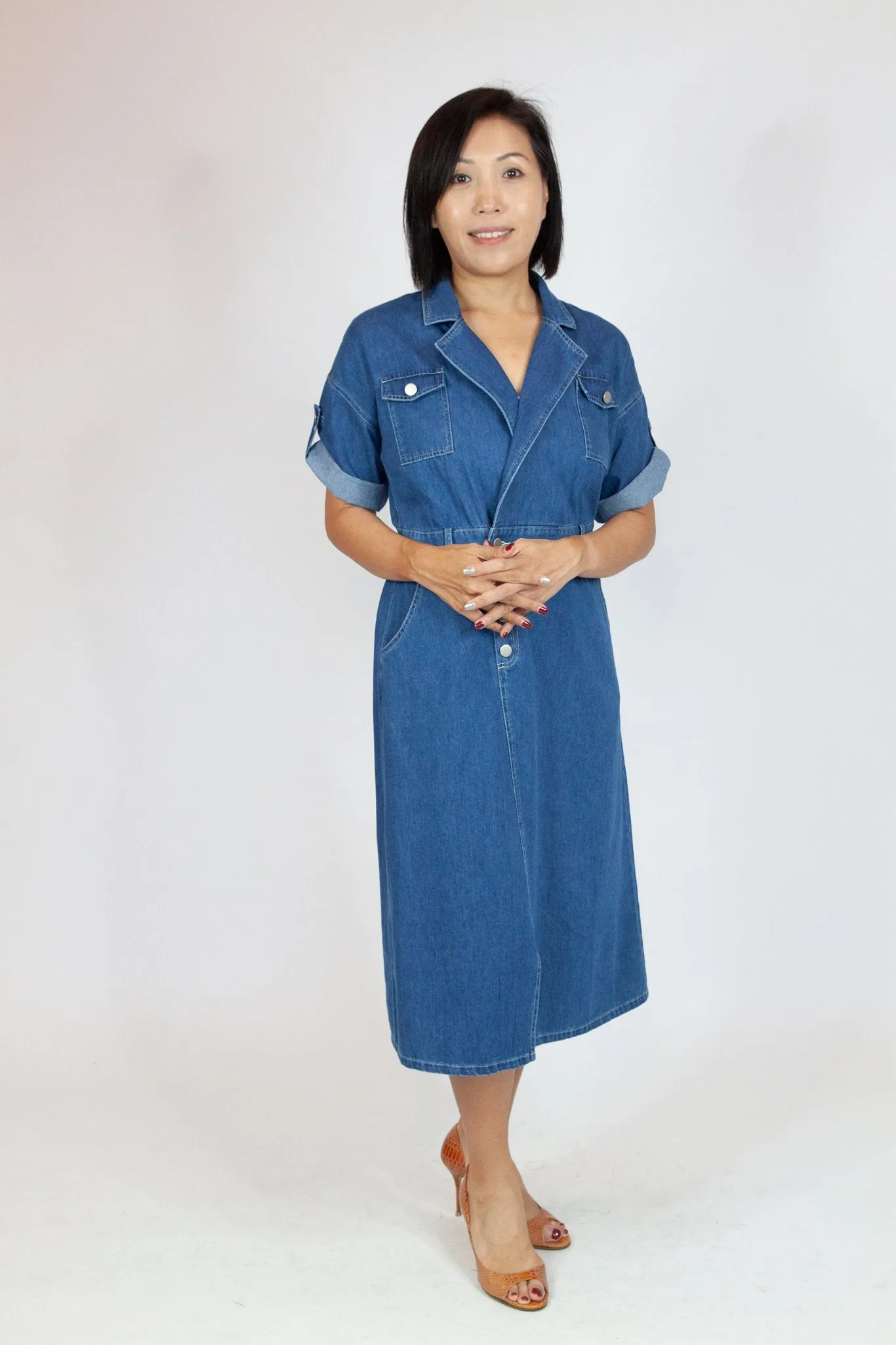 Denim Midi Shirt Dress