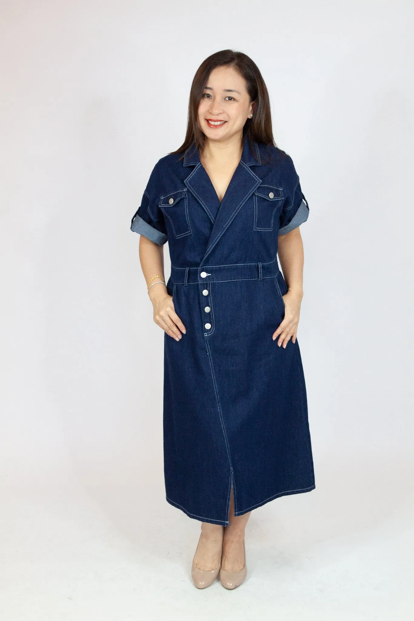 Denim Midi Shirt Dress