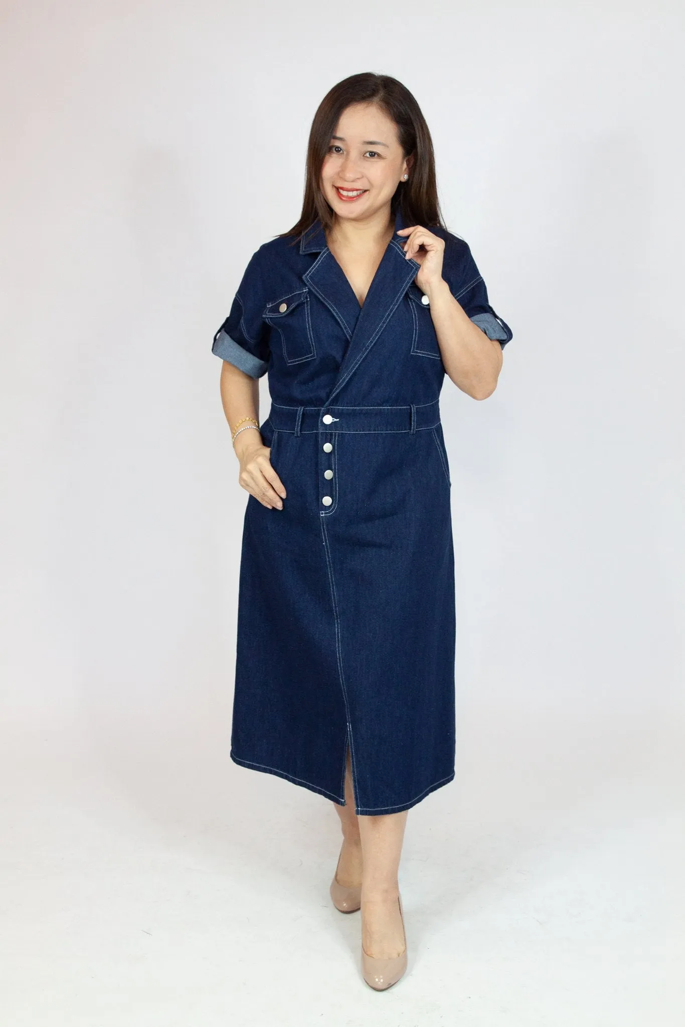 Denim Midi Shirt Dress