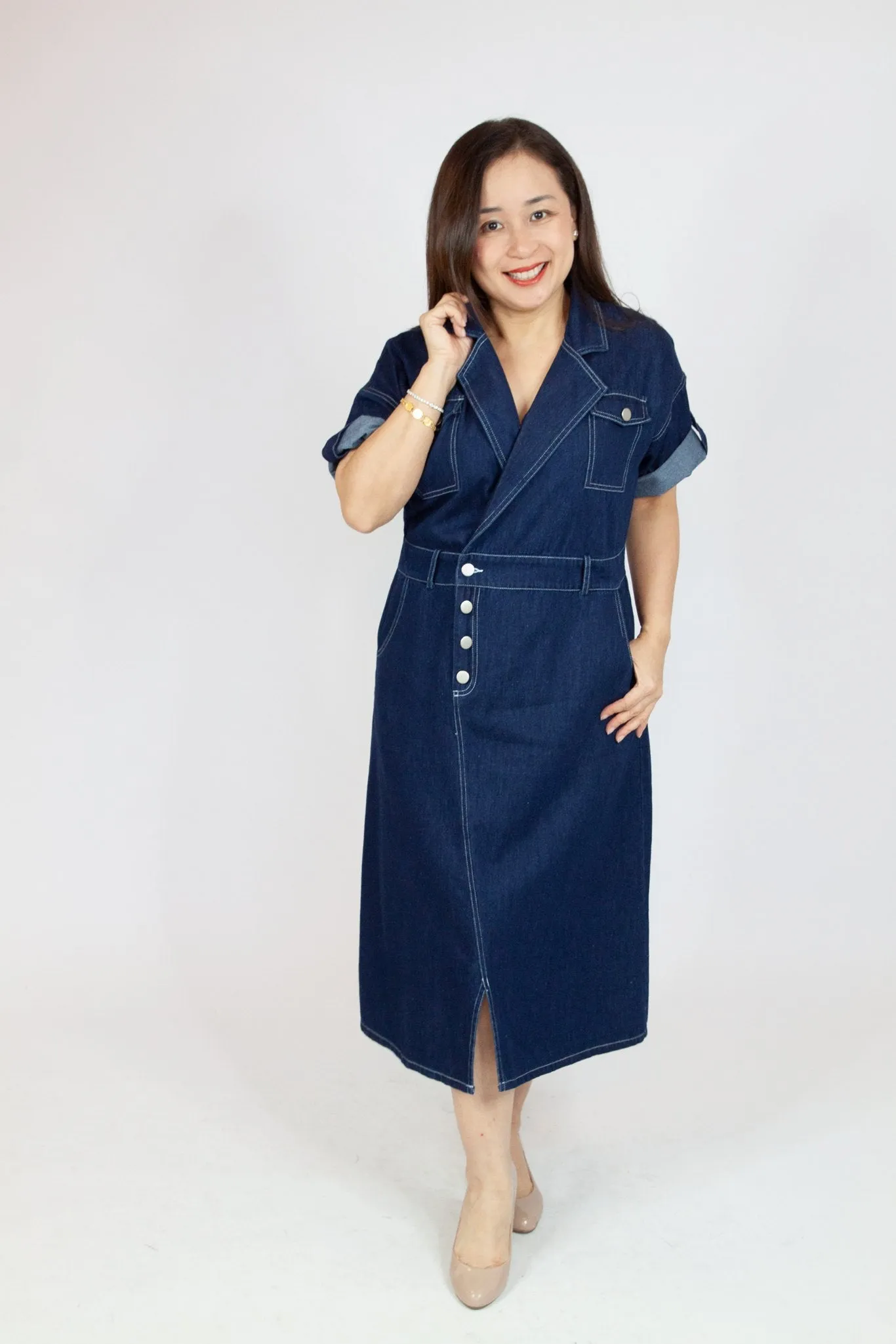 Denim Midi Shirt Dress