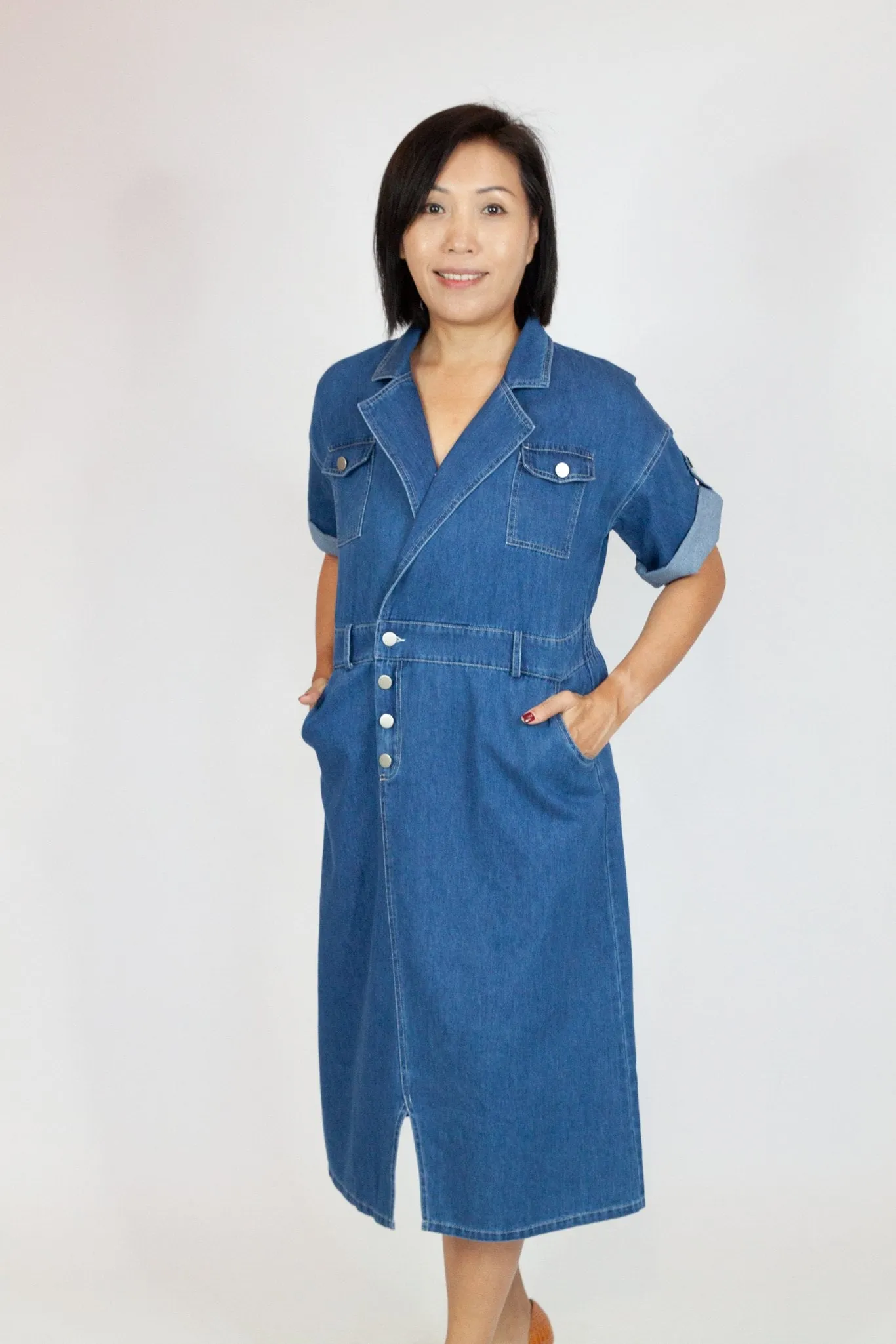Denim Midi Shirt Dress