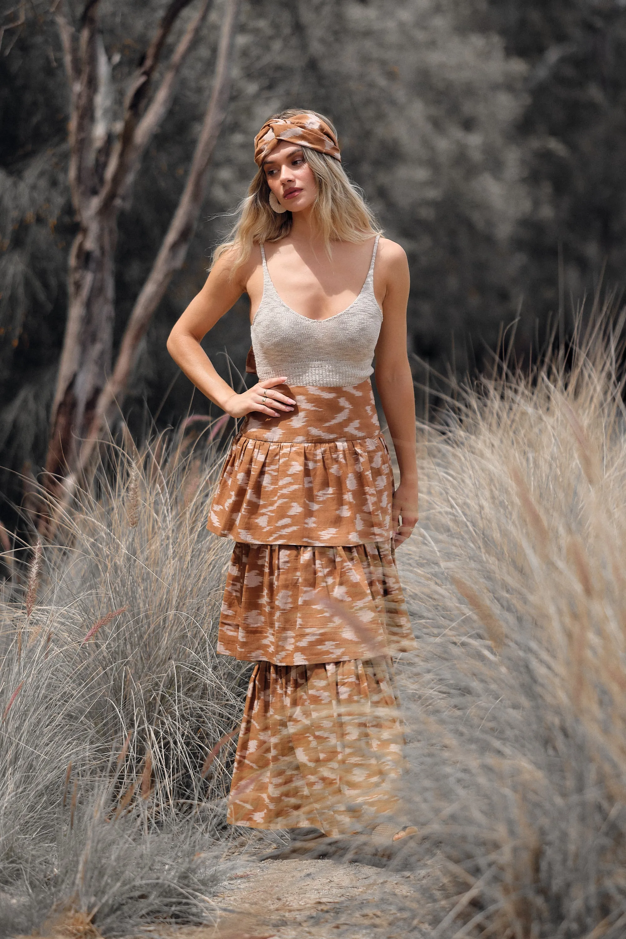 Devi Skirt - Amy Print (Brown)