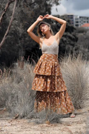 Devi Skirt - Amy Print (Brown)