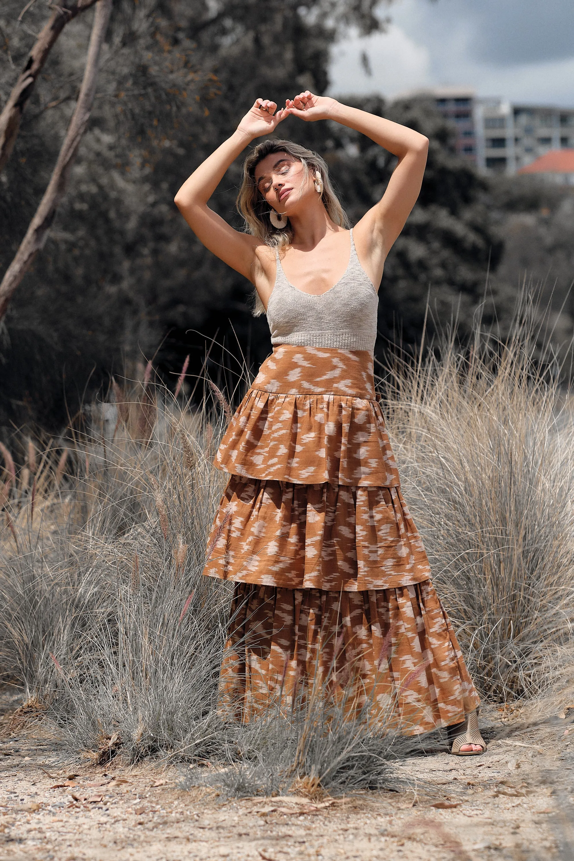 Devi Skirt - Amy Print (Brown)