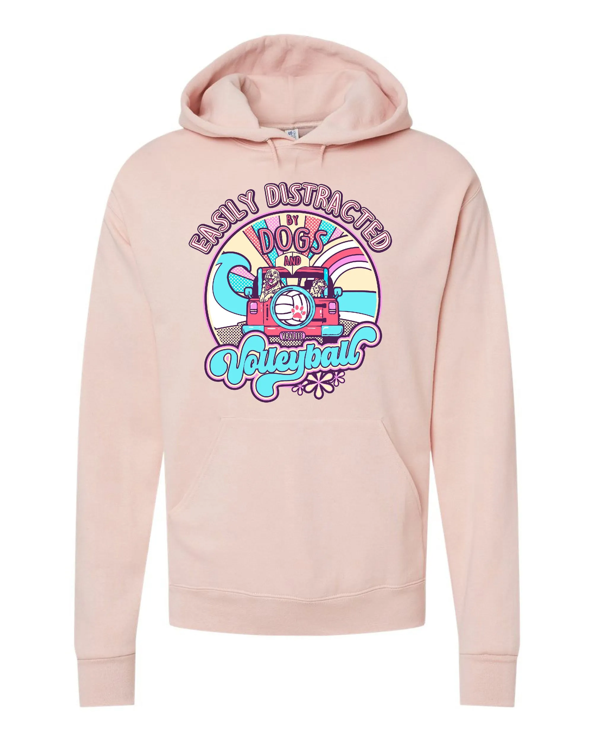 DISTRACTED VOLLEYBALL HOODED SWEATSHIRT