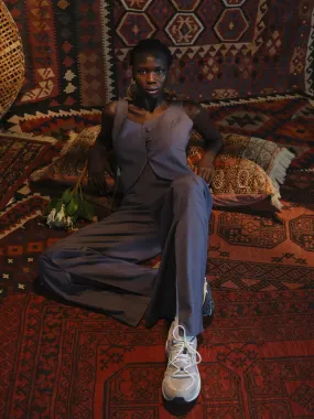 EKANTIK Mshikaji Pleated wide-leg Pants with Two side slit pockets
