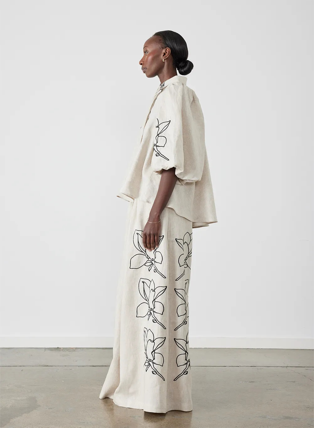 Elaina Linen Palazzo Pant | Flax Black