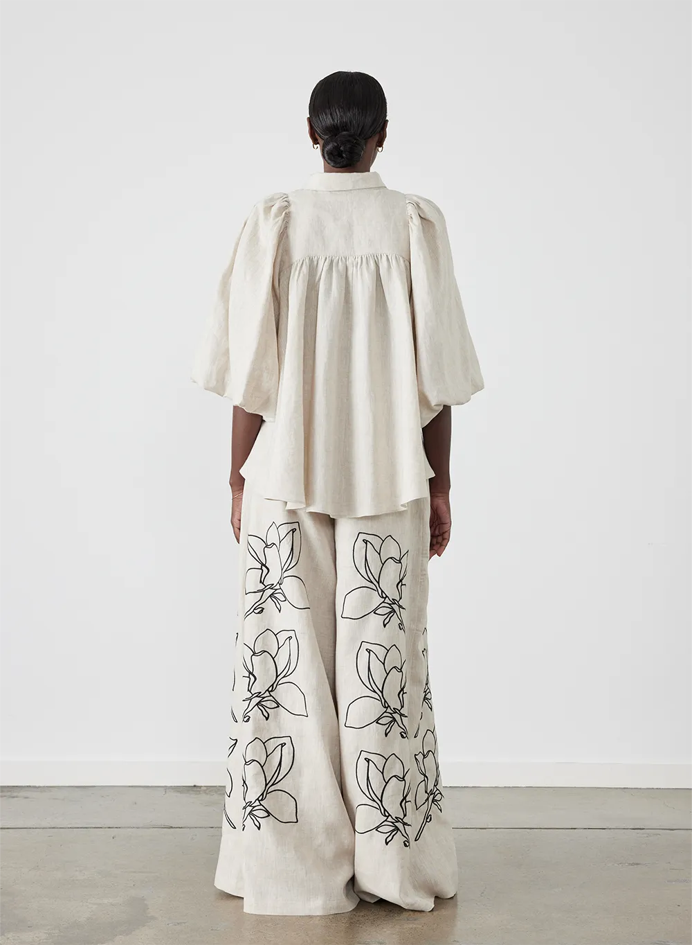 Elaina Linen Palazzo Pant | Flax Black