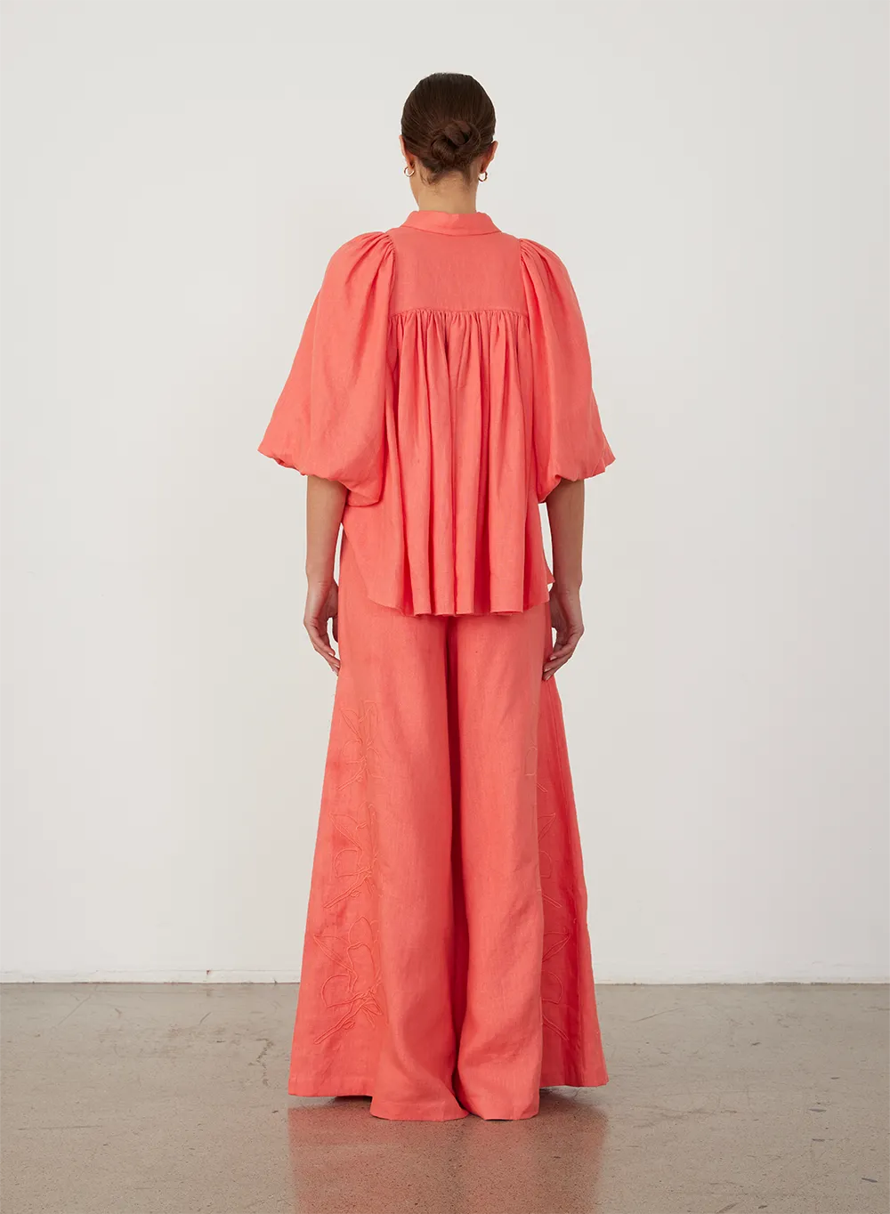 Elaina Linen Palazzo Pant | Hibiscus