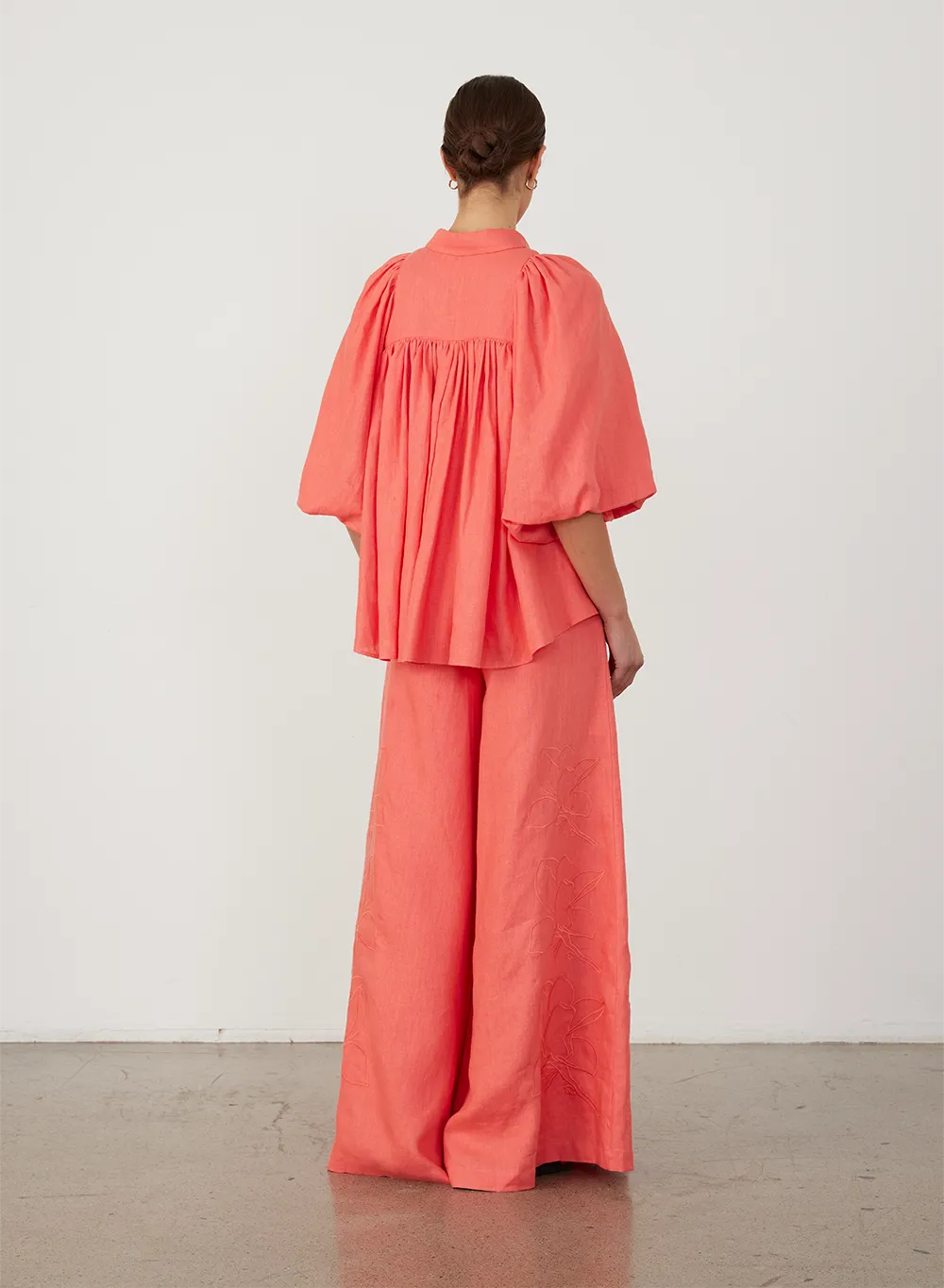 Elaina Linen Palazzo Pant | Hibiscus