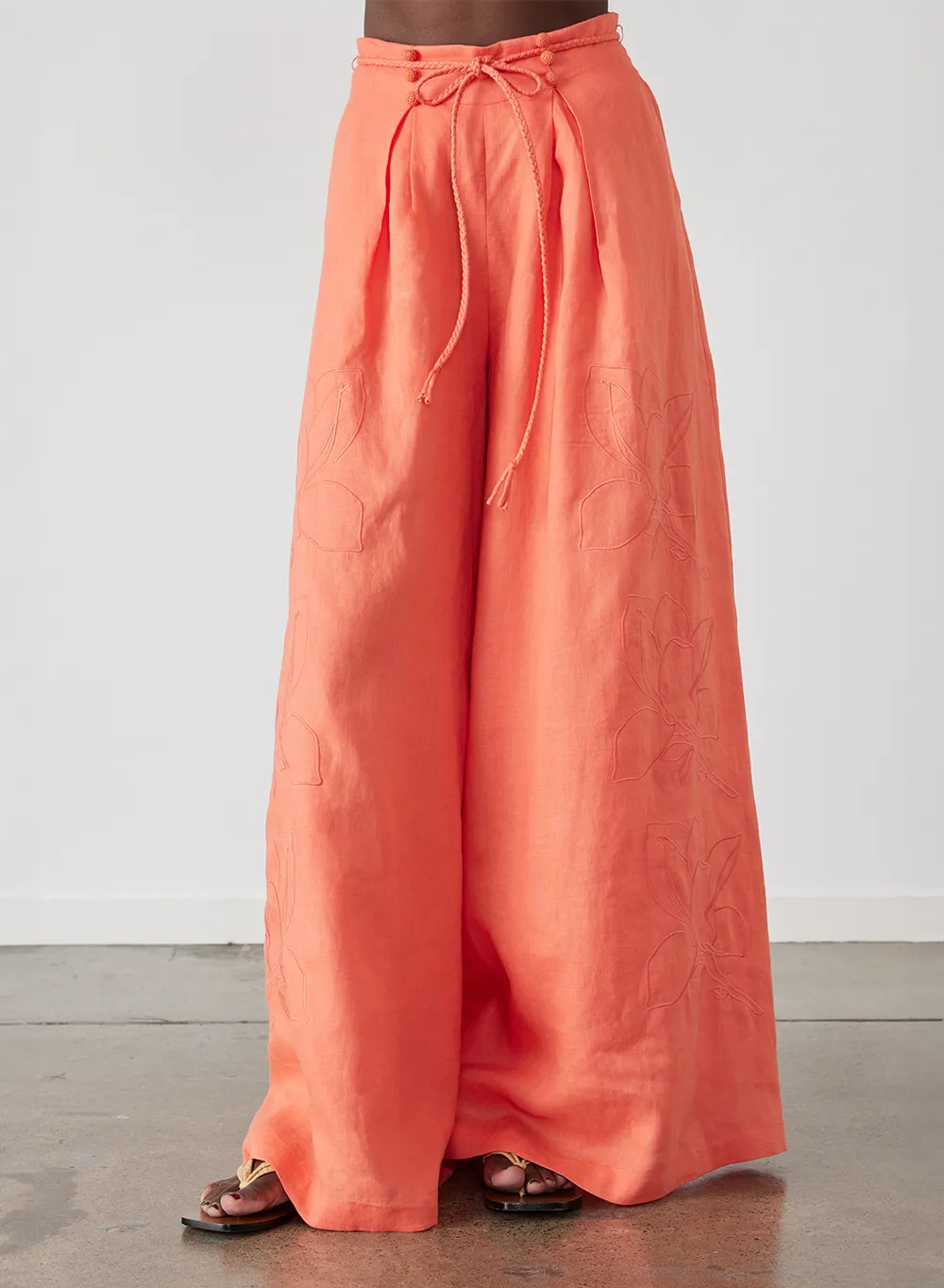 Elaina Linen Palazzo Pant | Hibiscus