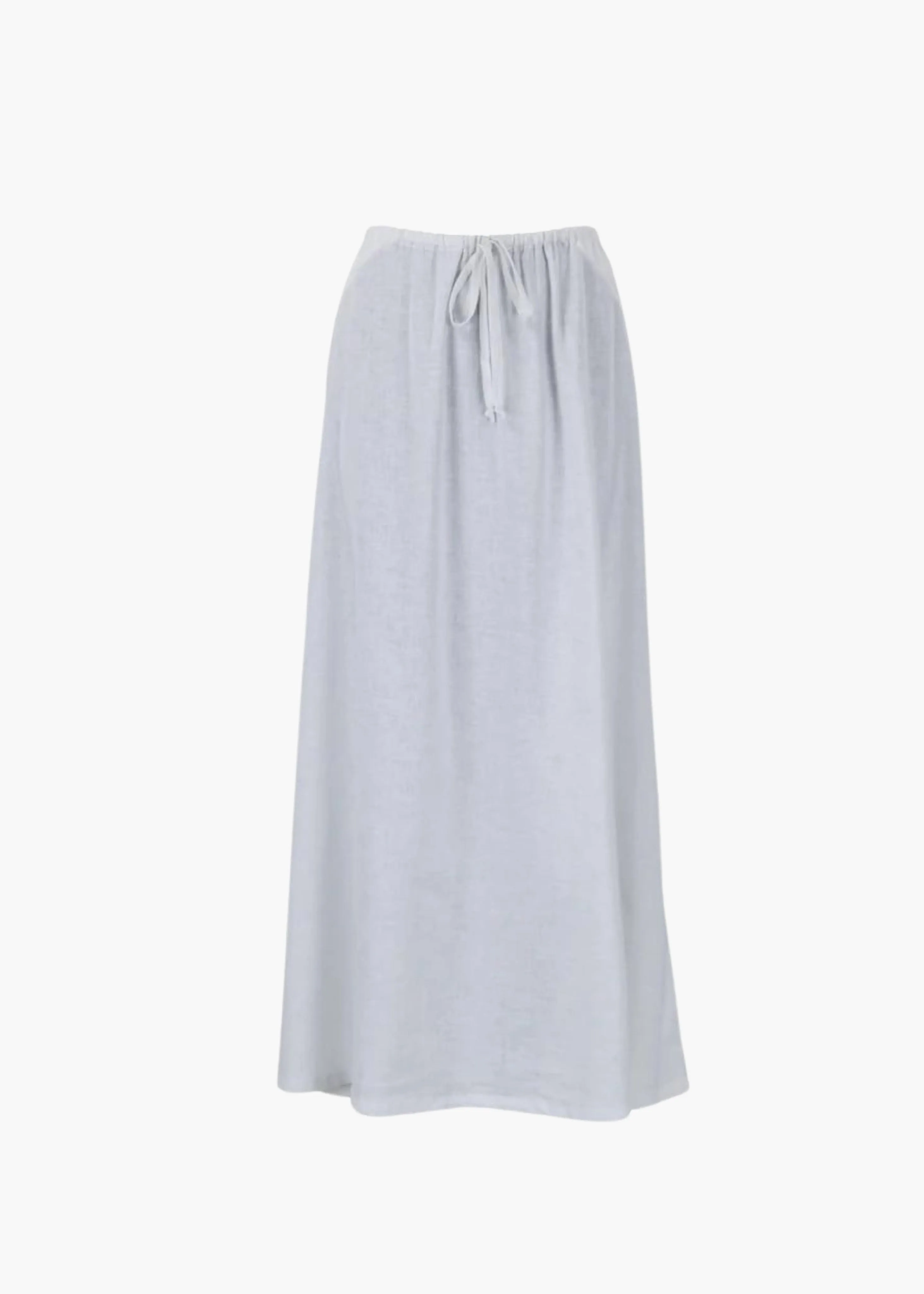Elastic drawstring slit skirt, white