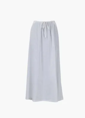 Elastic drawstring slit skirt, white