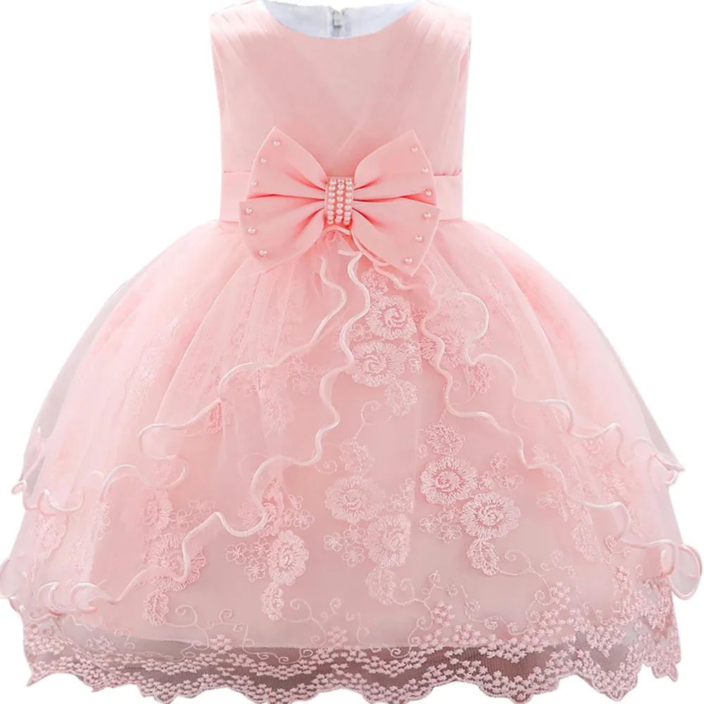 Elegant Pearl Bow Dress