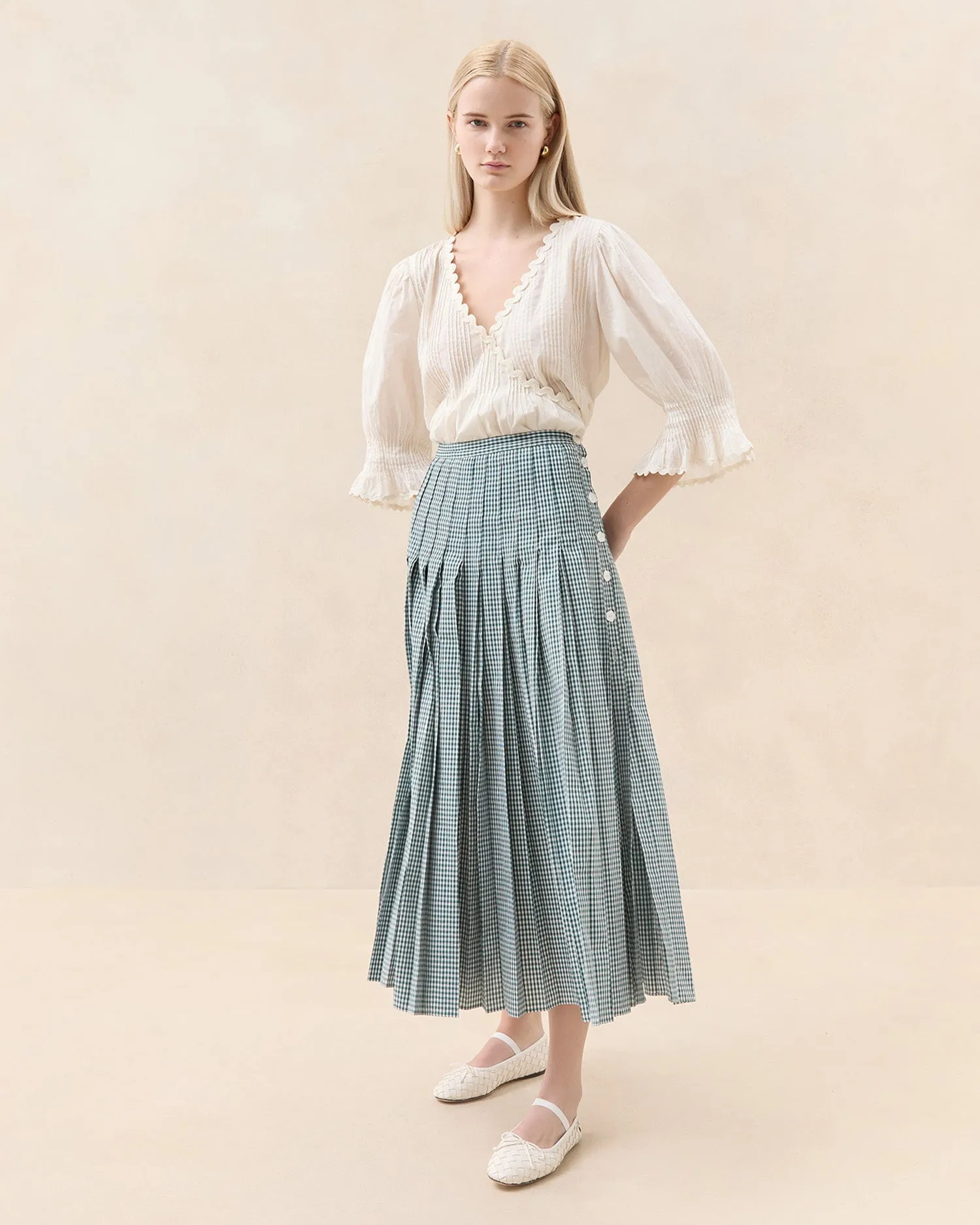 Emlyn Pleated Midi Skirt