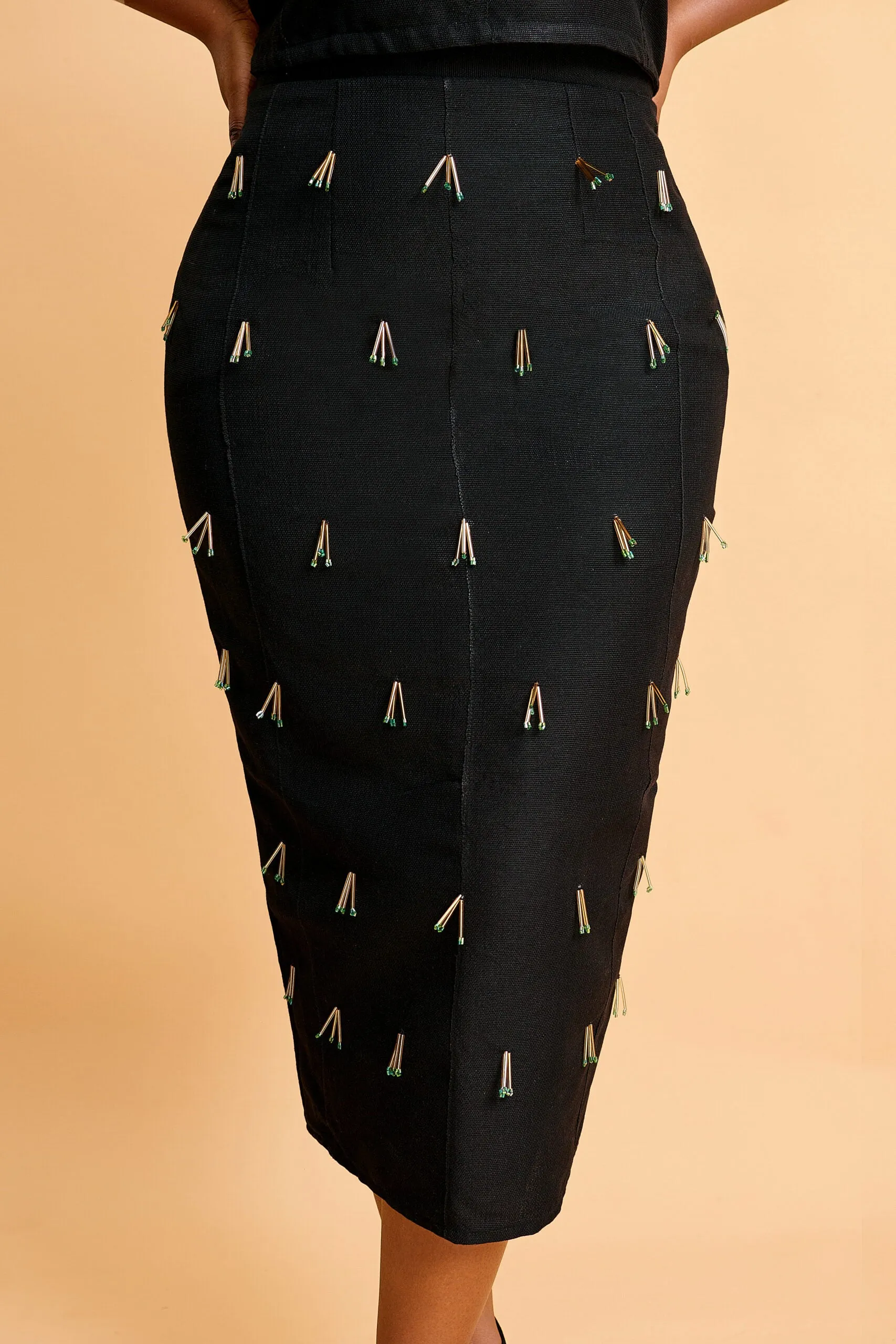 Erilyn Toni Aso-Oke skirt with back zip fastening