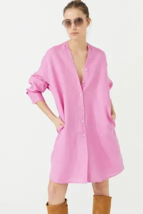 Exuma Linen Shirt Dress - Petunia Pink