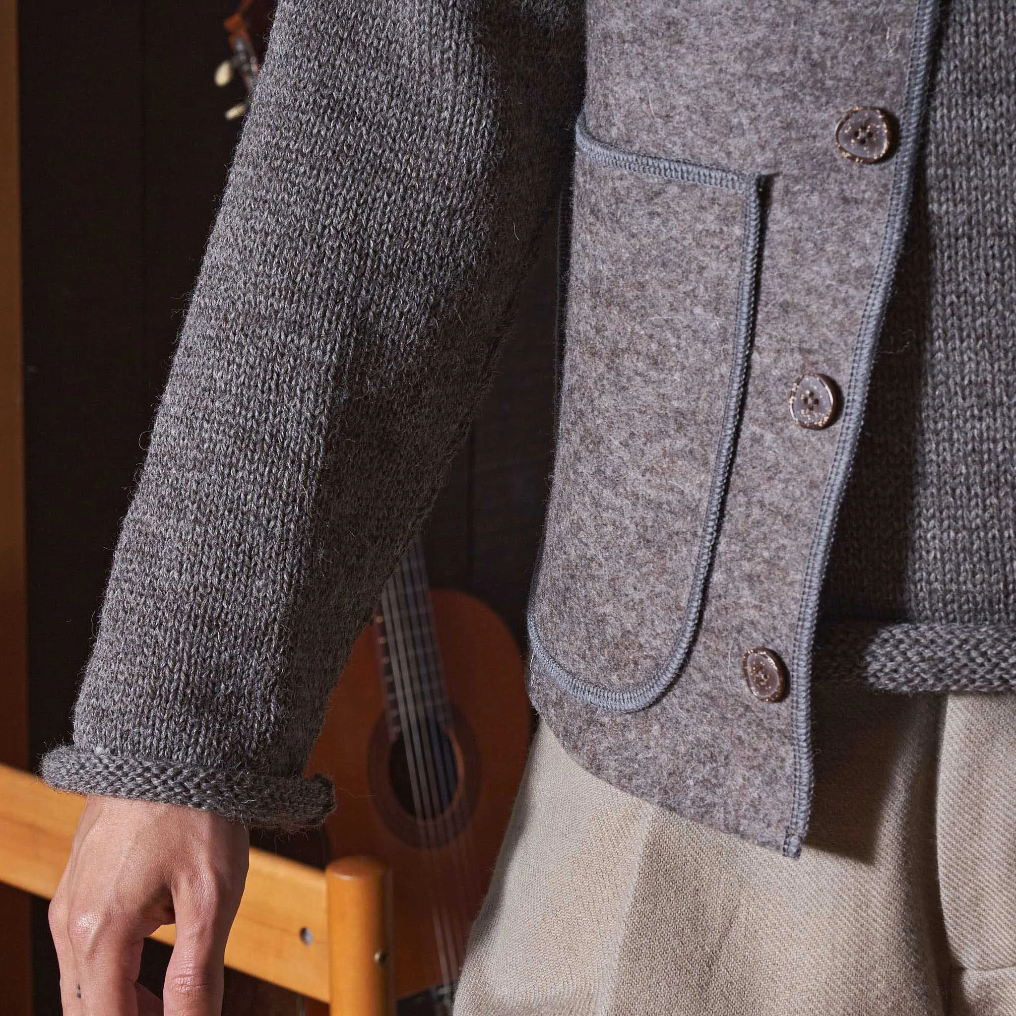 Felted Wool Vest, Undyed Charcoal