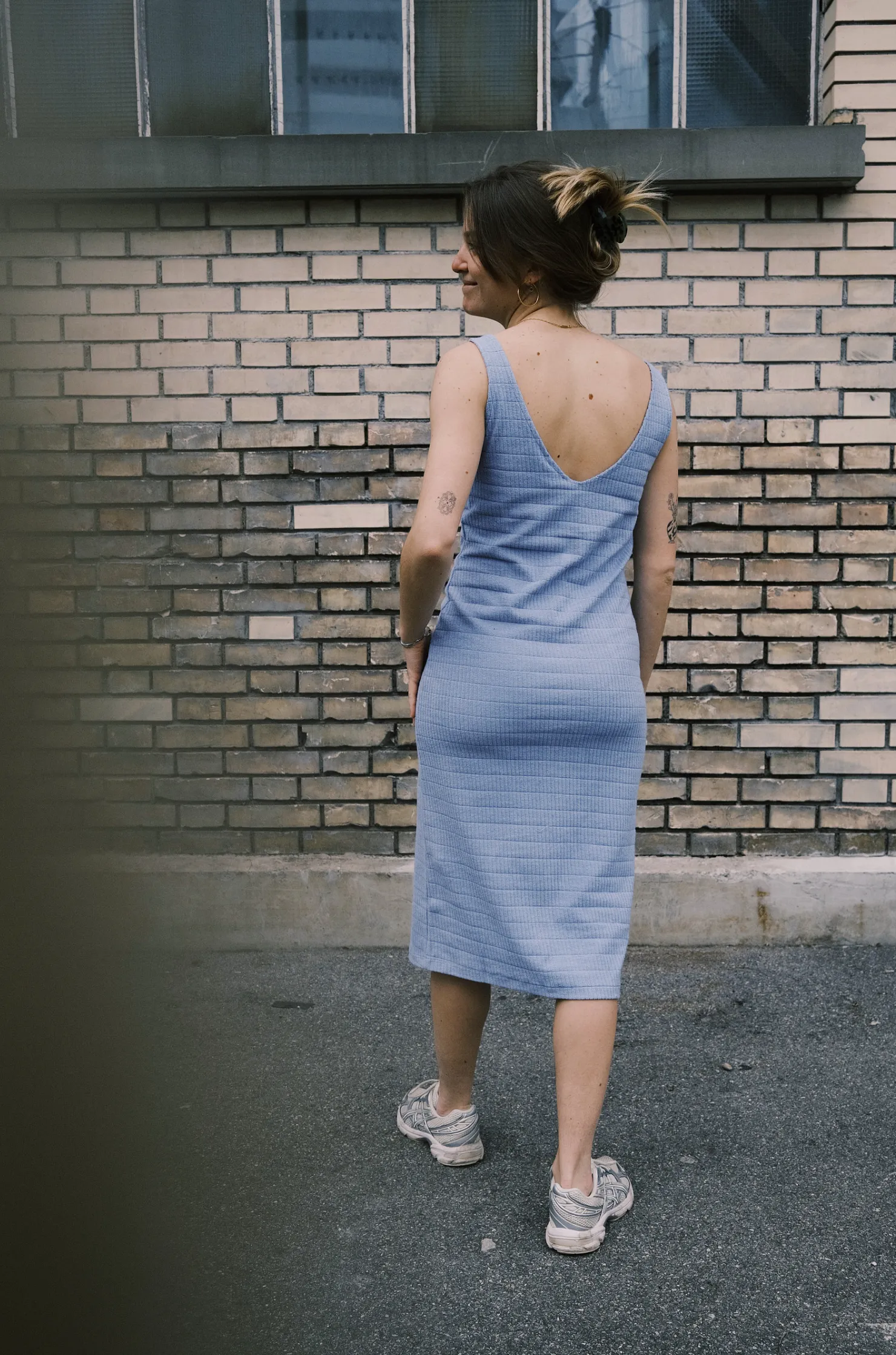 fitted knit dress - virginia - blue