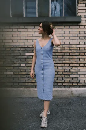 fitted knit dress - virginia - blue