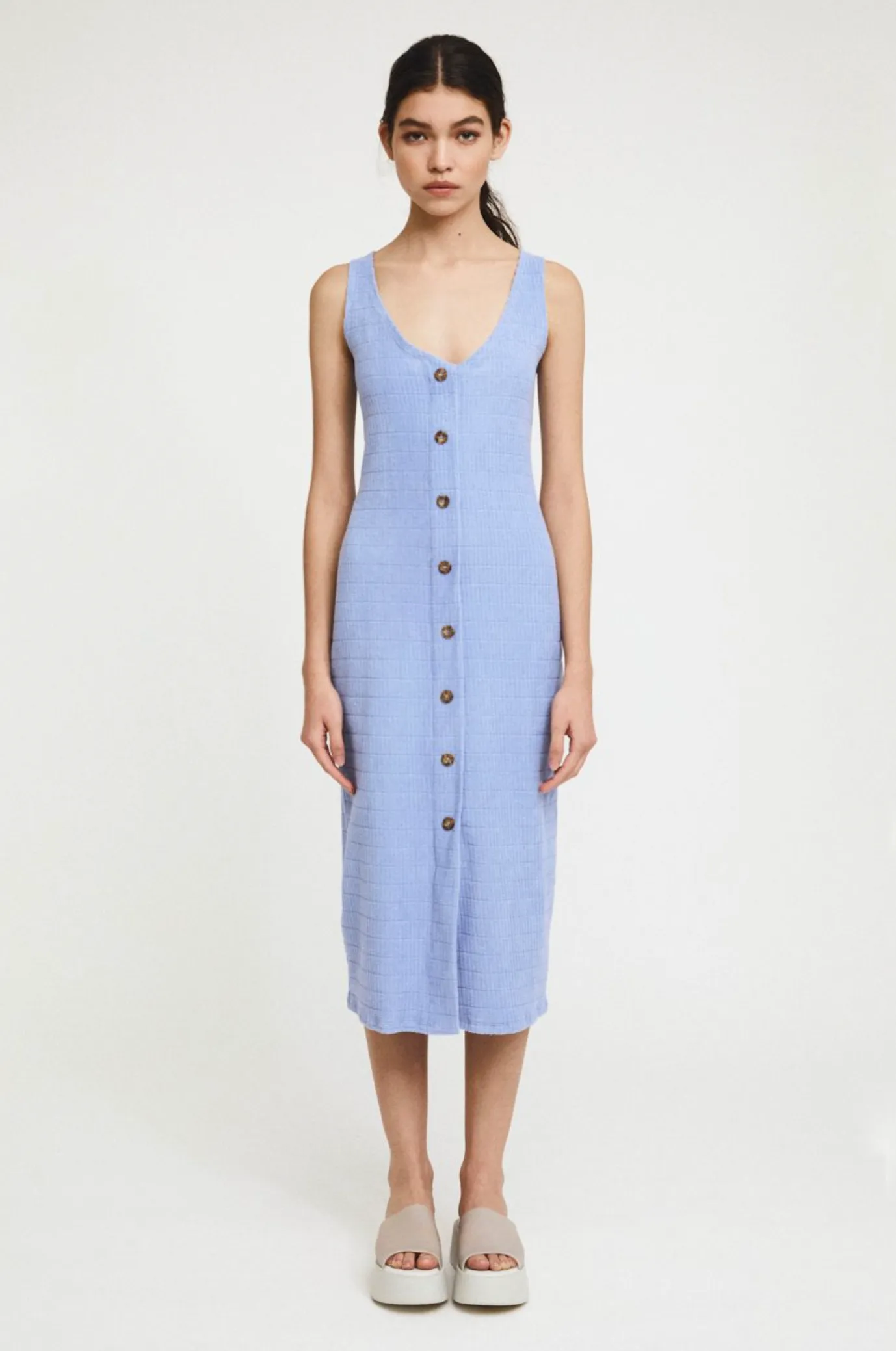 fitted knit dress - virginia - blue