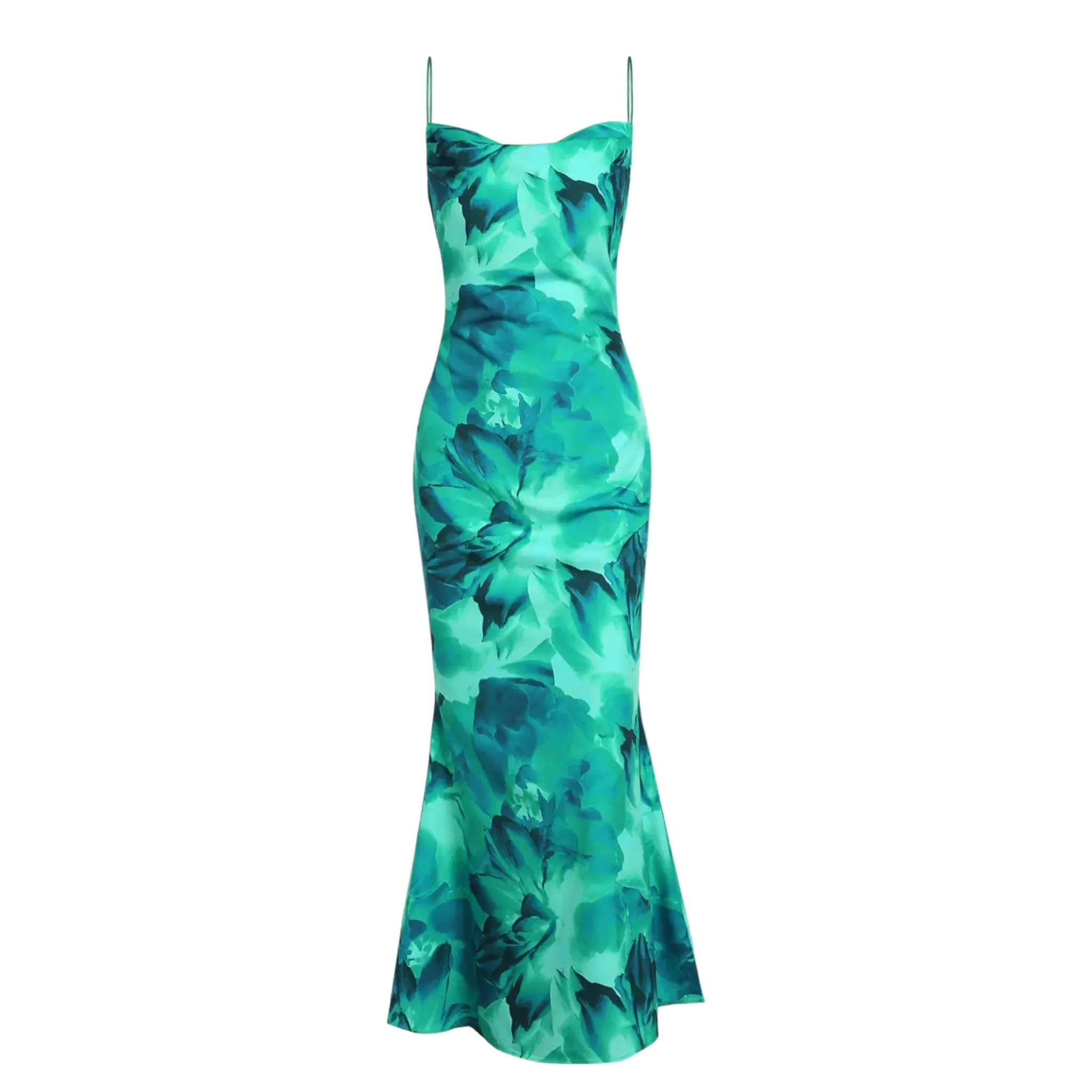 Floral Print Backless Slip Maxi Dress