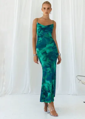 Floral Print Backless Slip Maxi Dress