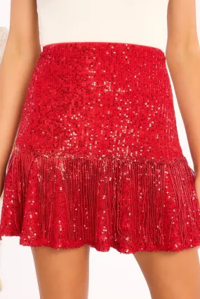 Frozen Enchantment Red Sequin Skirt