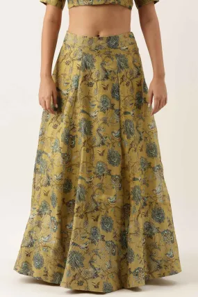 Green Chanderi Embroidered Lehenga Skirt