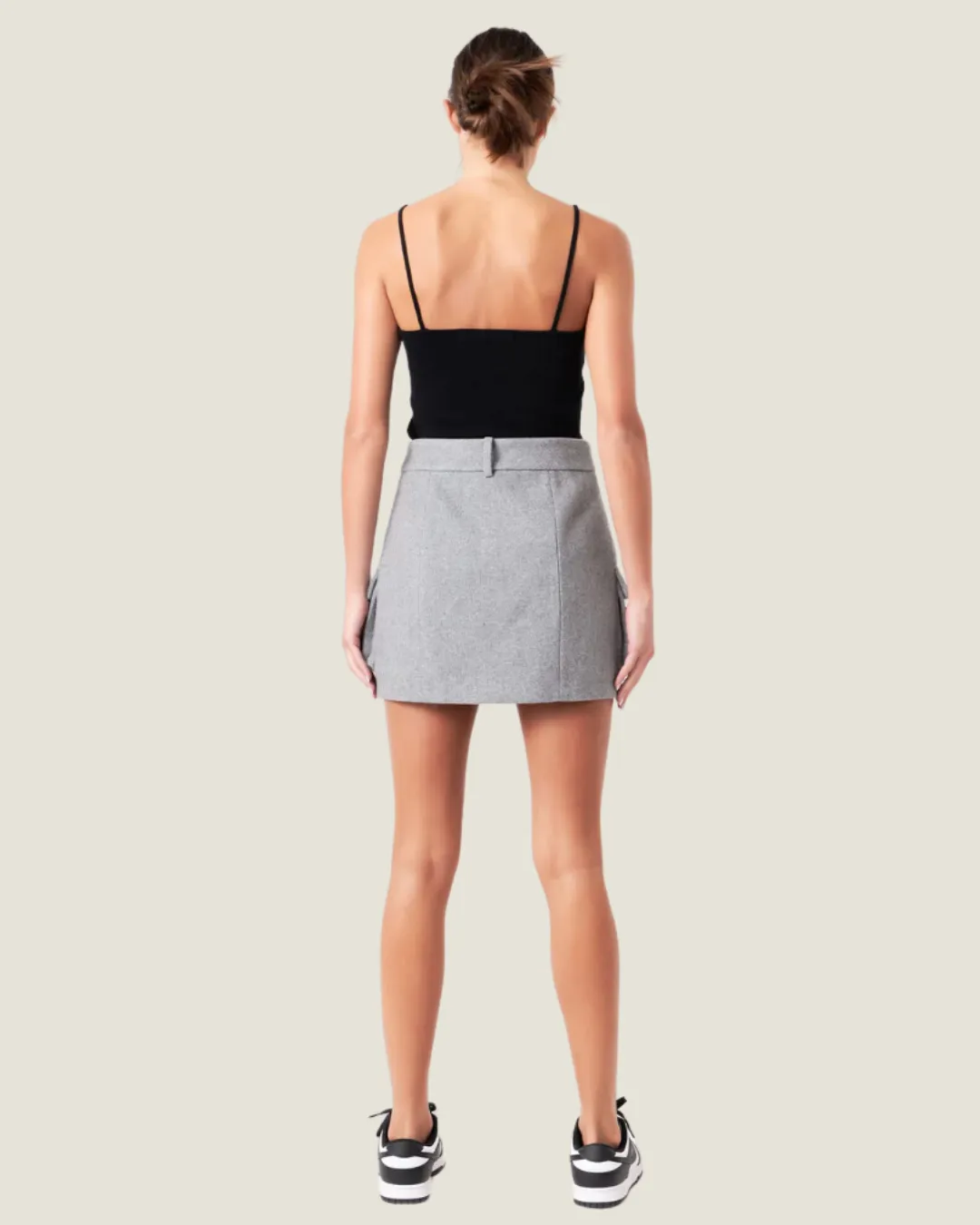 Grey Wool Cargo Mini Skirt
