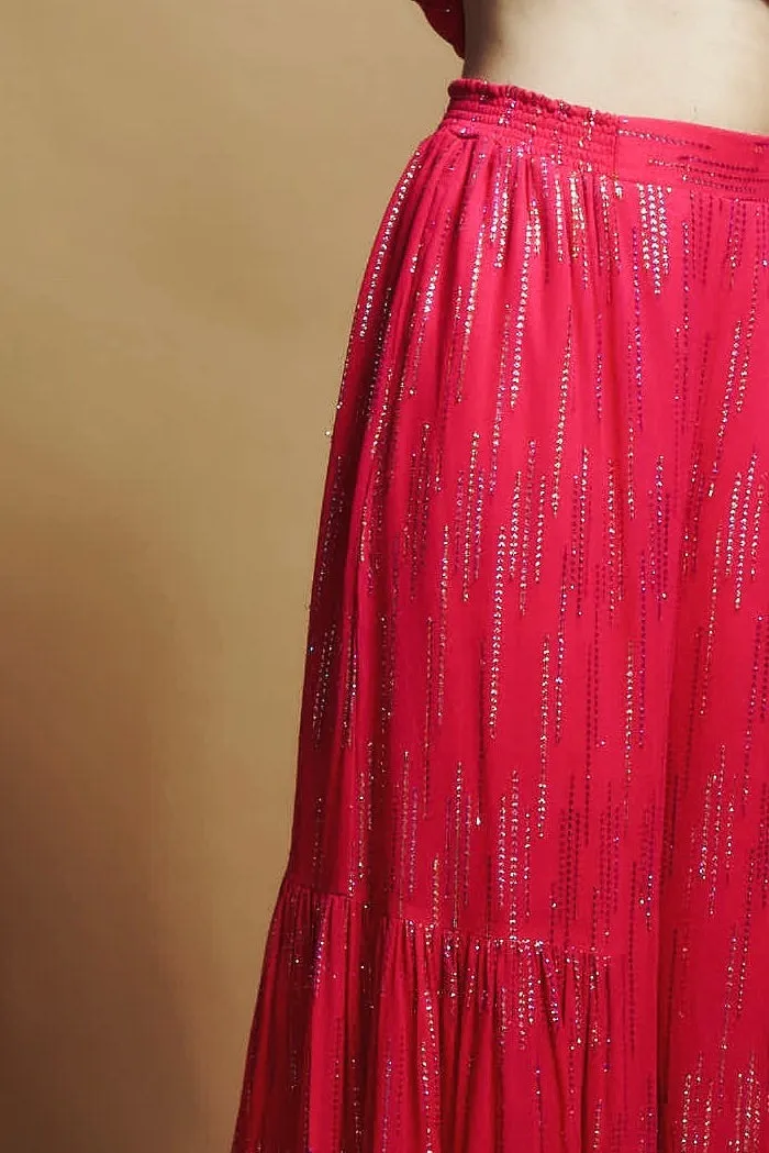 HOT PINK FLARED GHARARA PANTS