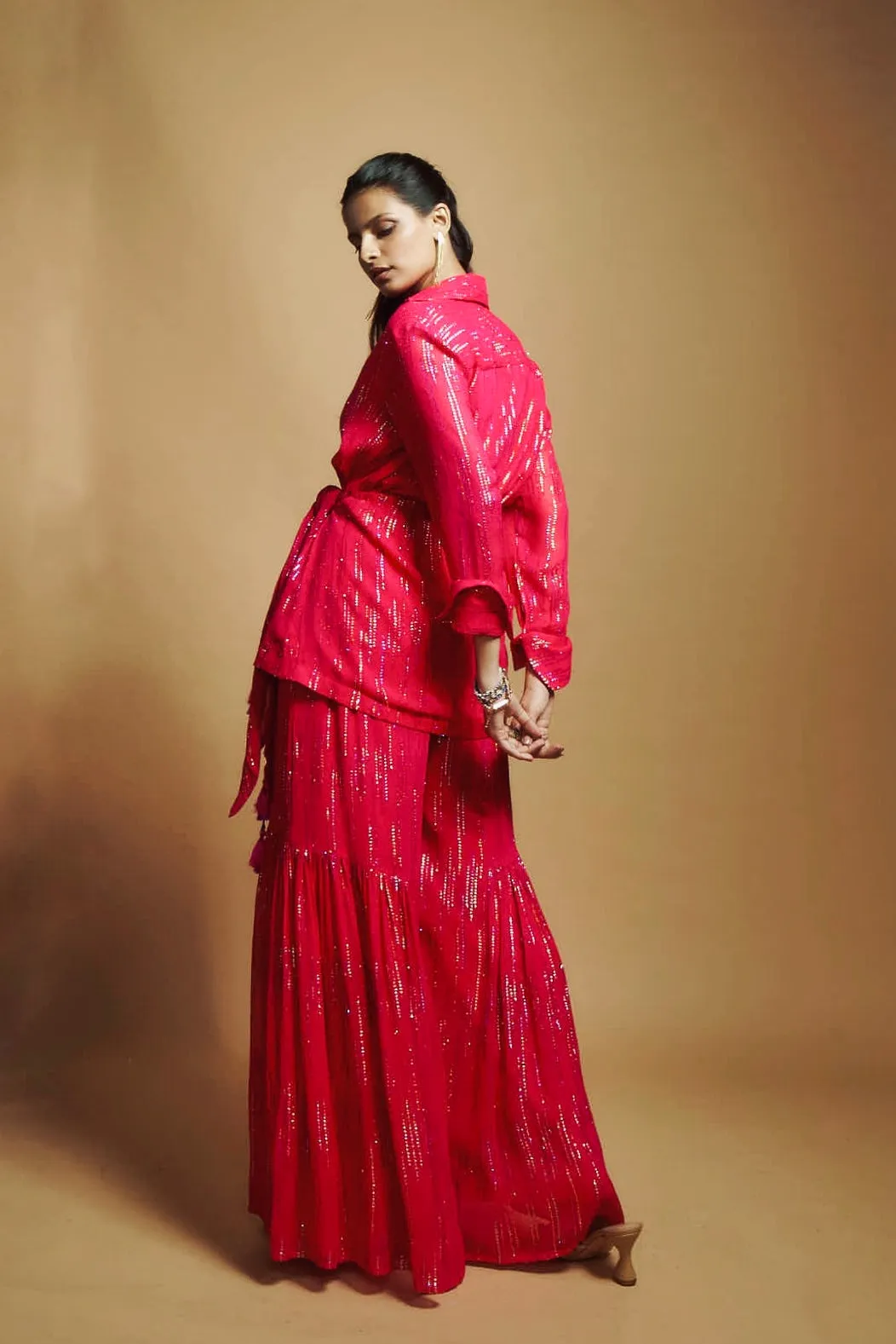 HOT PINK FLARED GHARARA PANTS