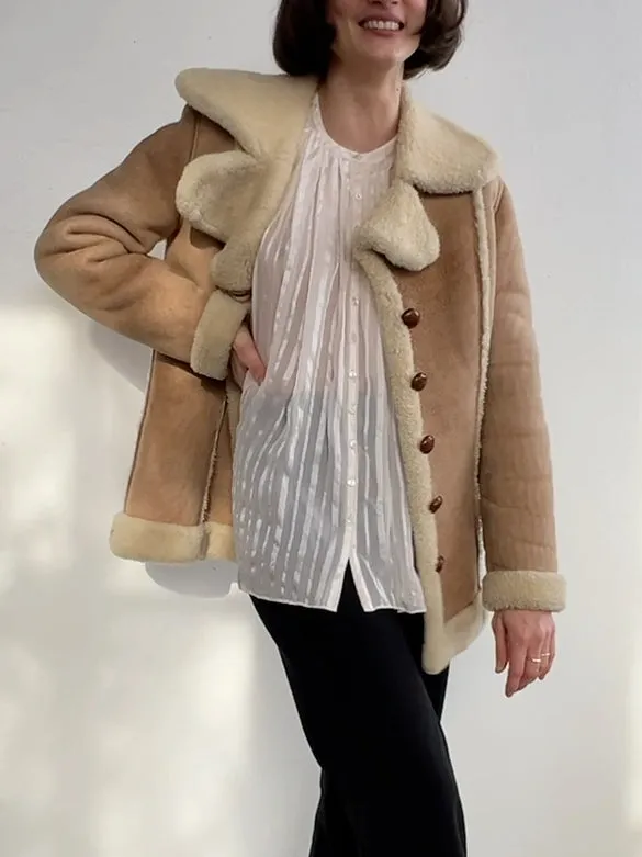 Incred 70s Natural Shearling Collared Jacket (M)