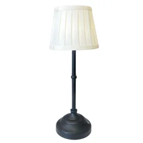 Ivory Pleated Shade USB Table Lamp | Black Base