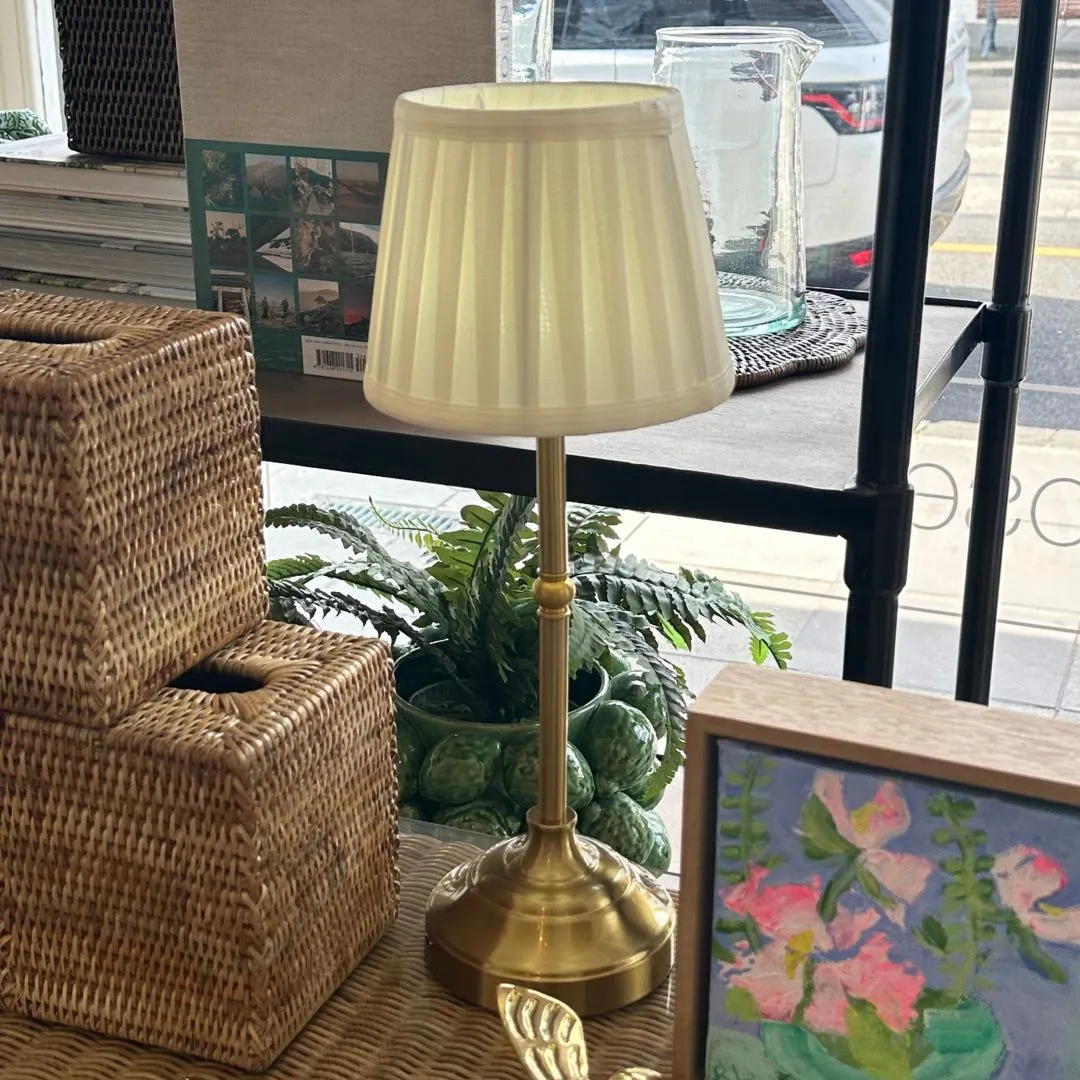 Ivory Pleated Shade USB Table Lamp
