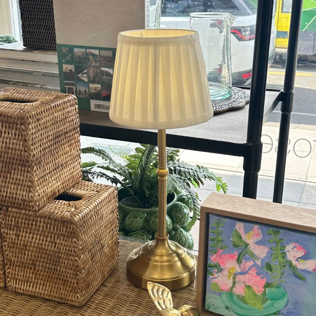 Ivory Pleated Shade USB Table Lamp