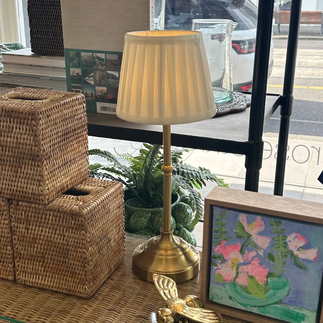Ivory Pleated Shade USB Table Lamp