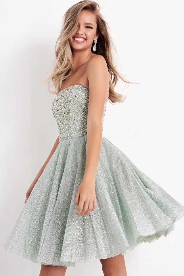 Jovani - K04445 - Strapless Embellished Short Party Dress