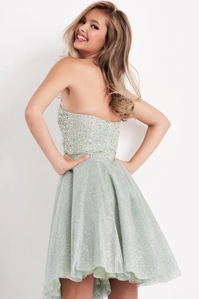 Jovani - K04445 - Strapless Embellished Short Party Dress