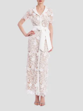 Lace Shirt Dress in White