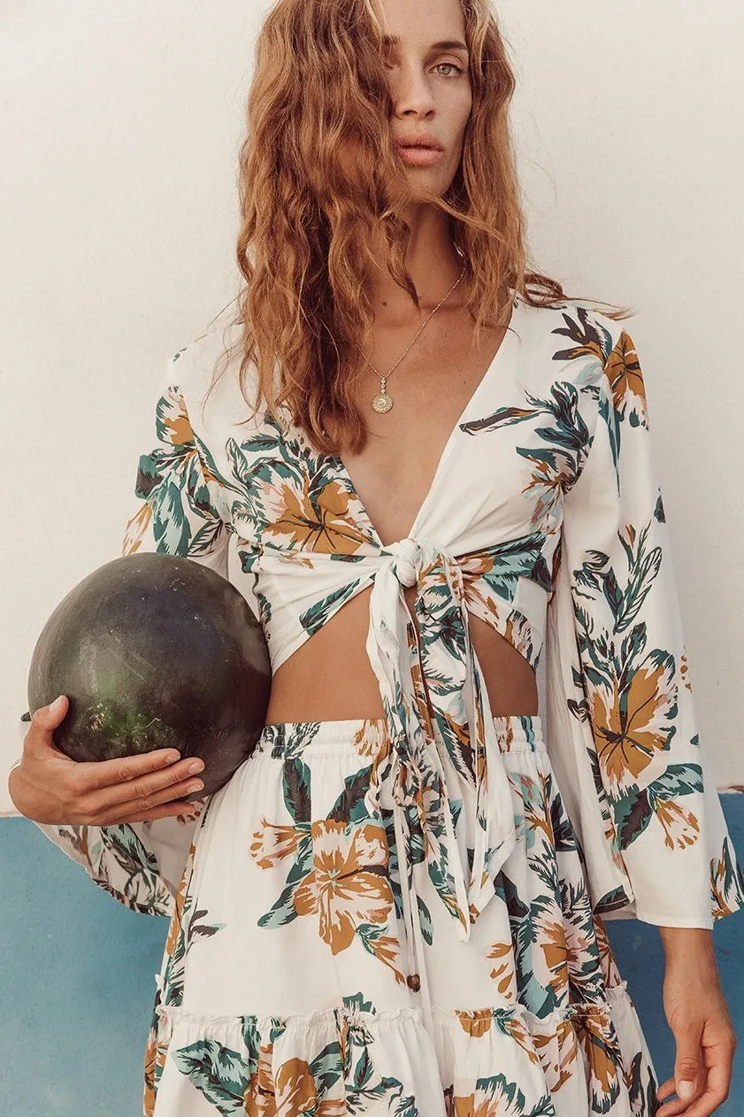 Le Salty WOMENS EDEN  TIE BLOUSE - PAPAYA