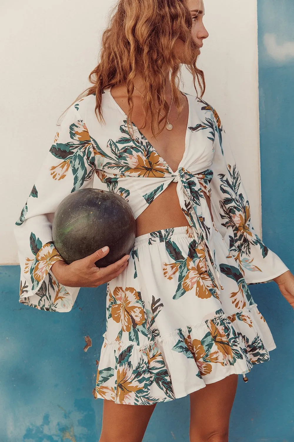 Le Salty WOMENS EDEN  TIE BLOUSE - PAPAYA