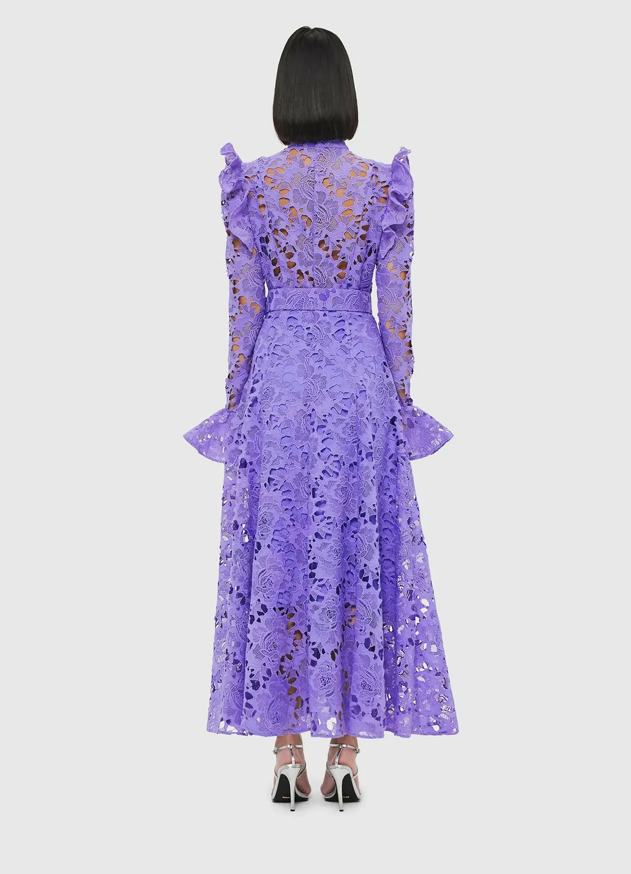 Leo Lin Aliyah Lace Butterfly Sleeve Midi Dress - Lavender