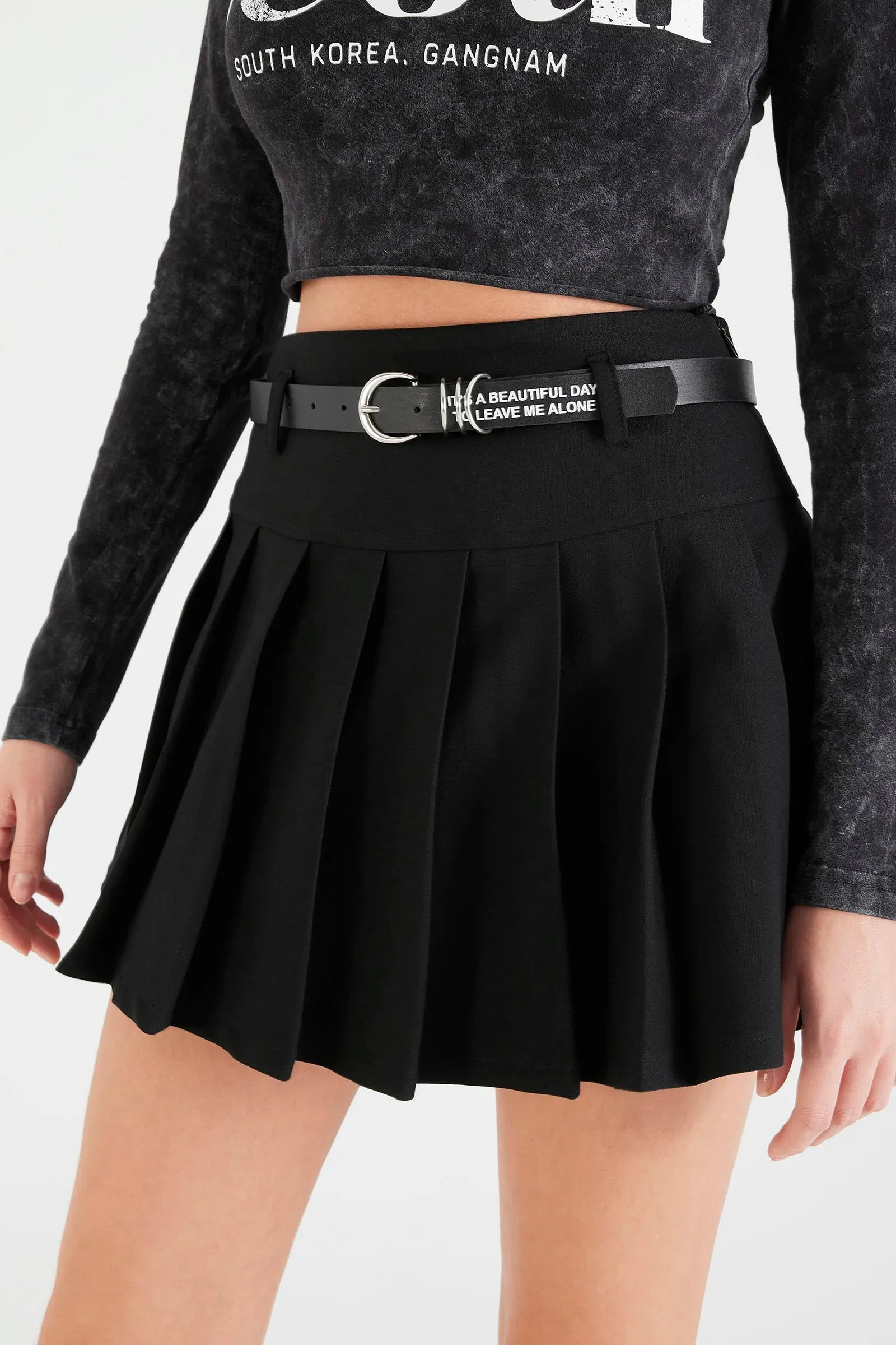 Linen Pleated Mini Skirt