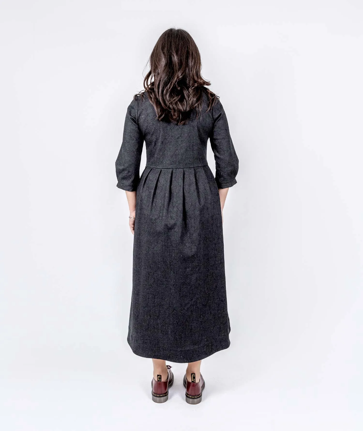Long Pleated Denim Dress