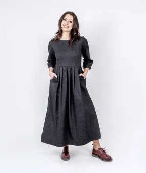 Long Pleated Denim Dress