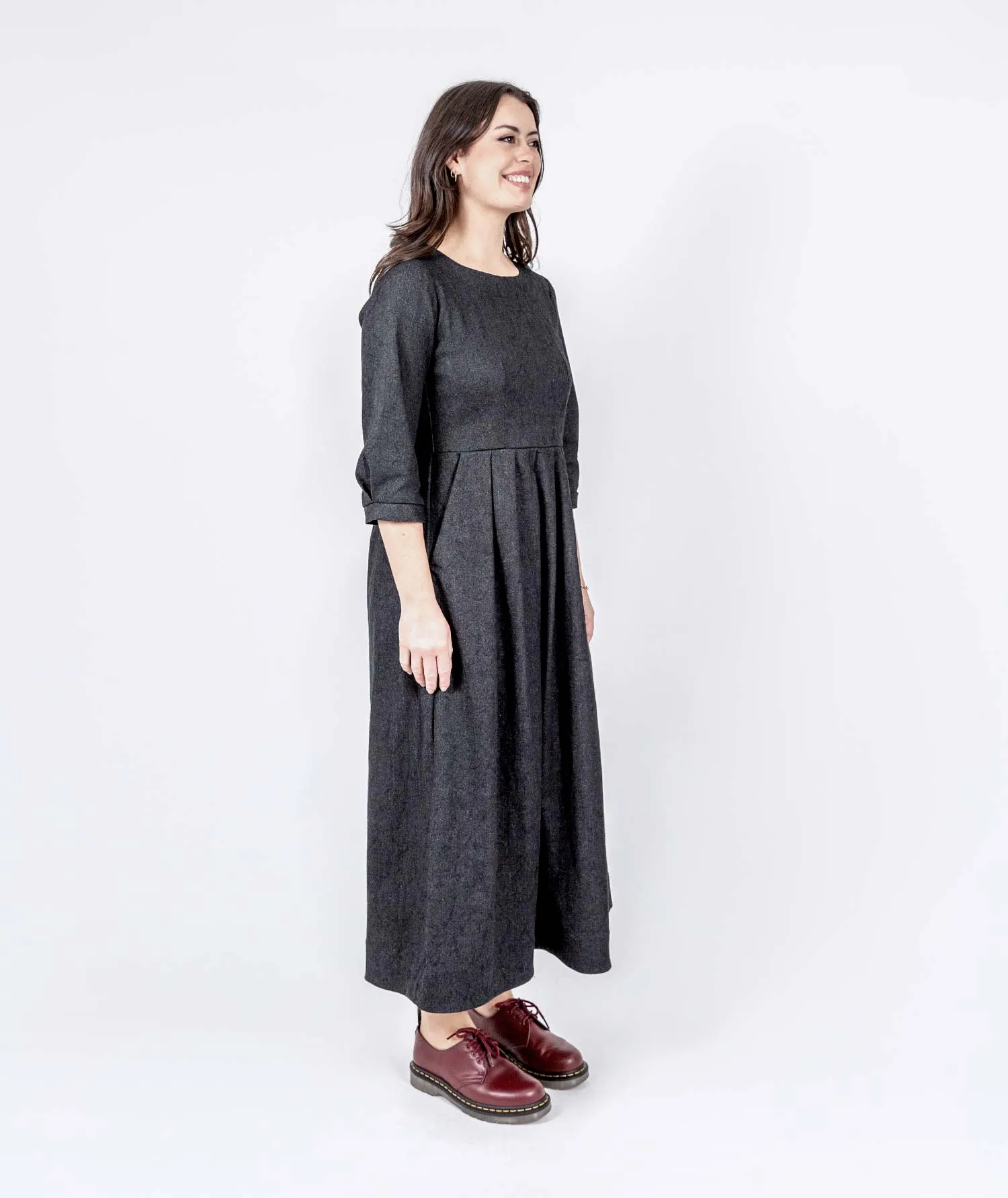 Long Pleated Denim Dress