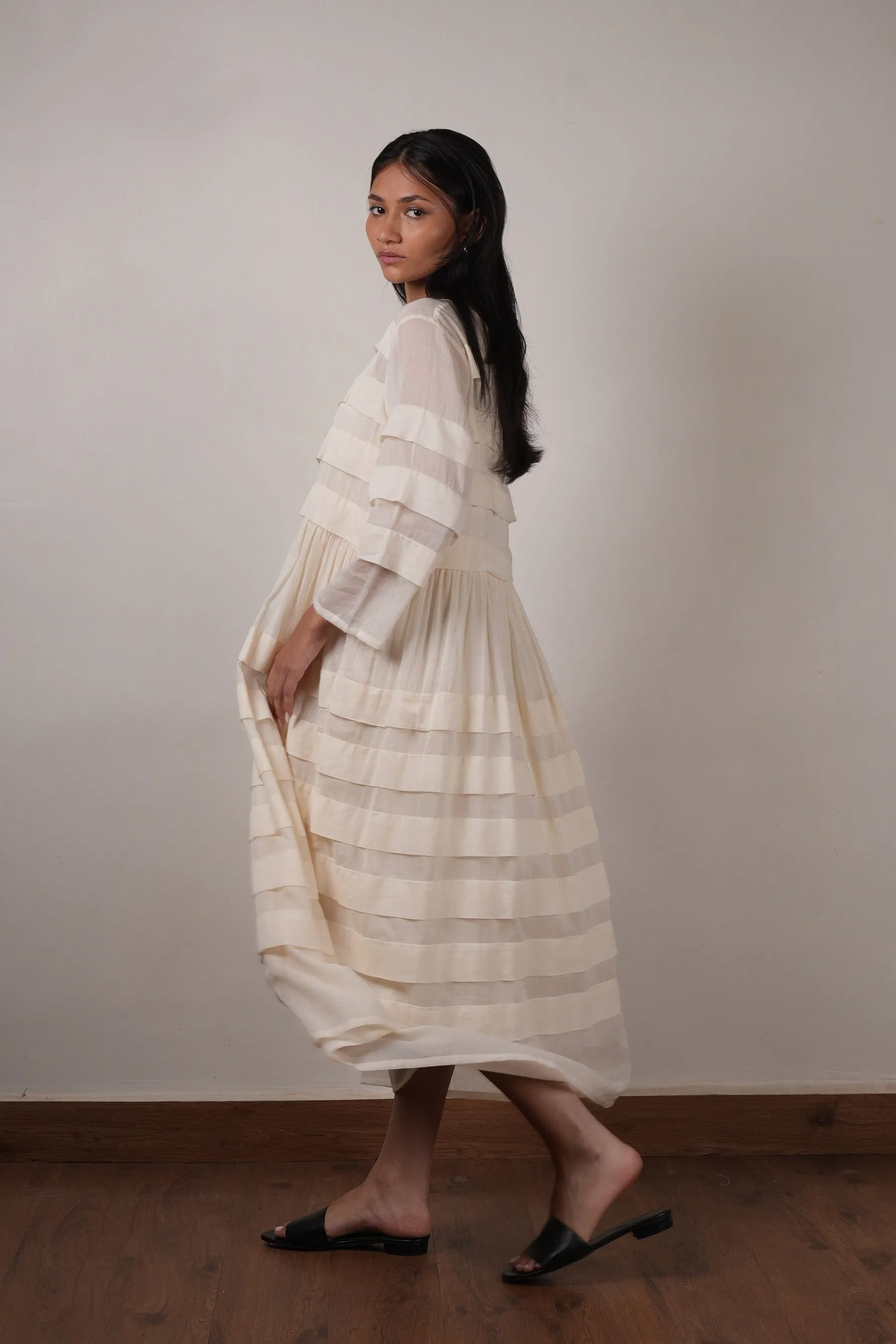 Mati Pleated Dress-Oatmeal
