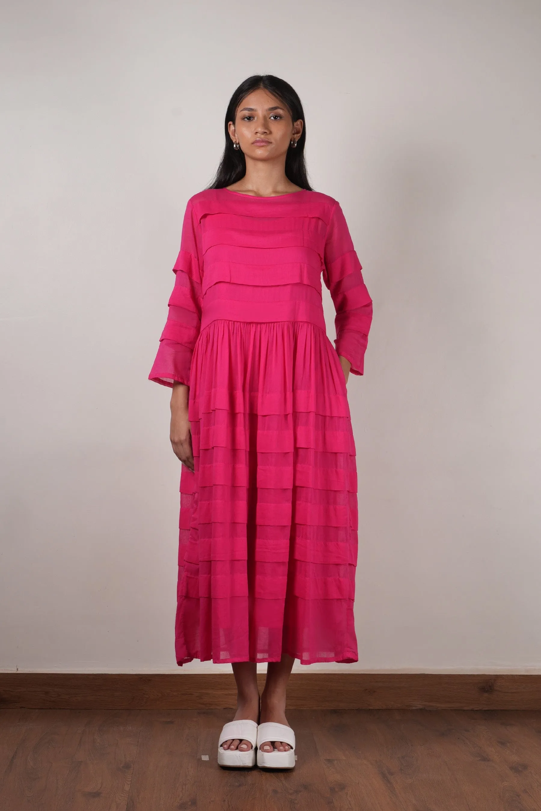 Mati Pleated Dress-Pink