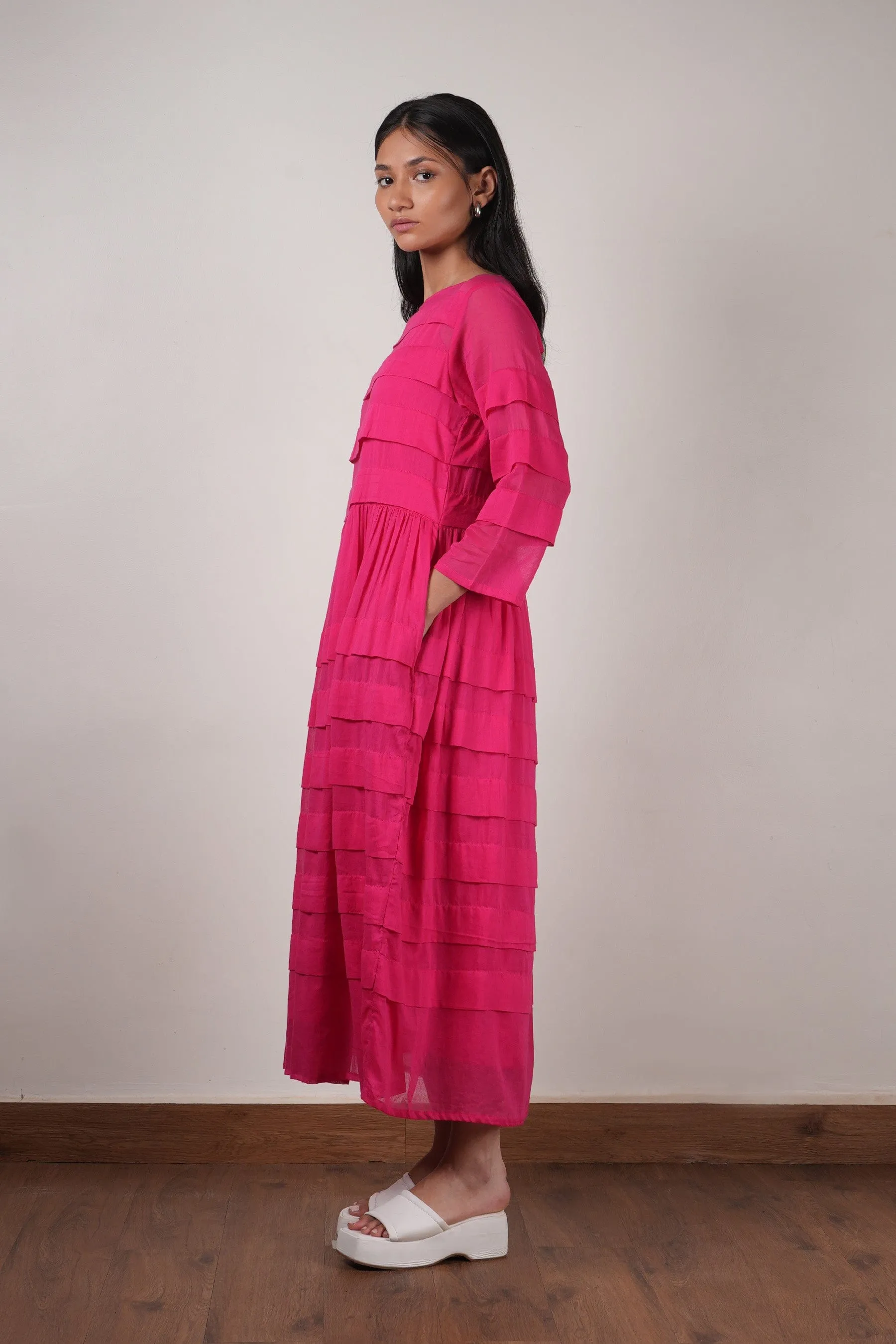 Mati Pleated Dress-Pink